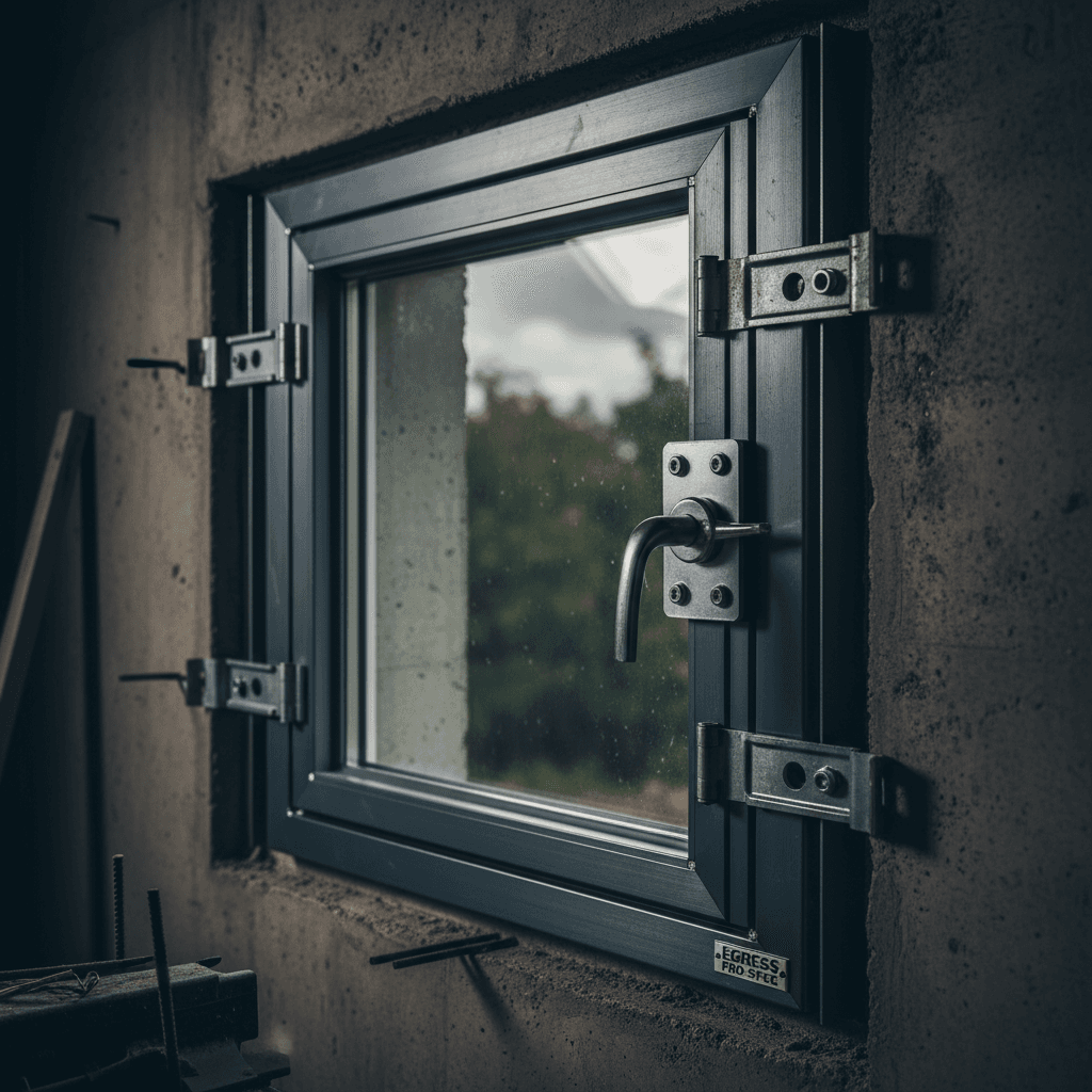 Egress window frame installation detail
