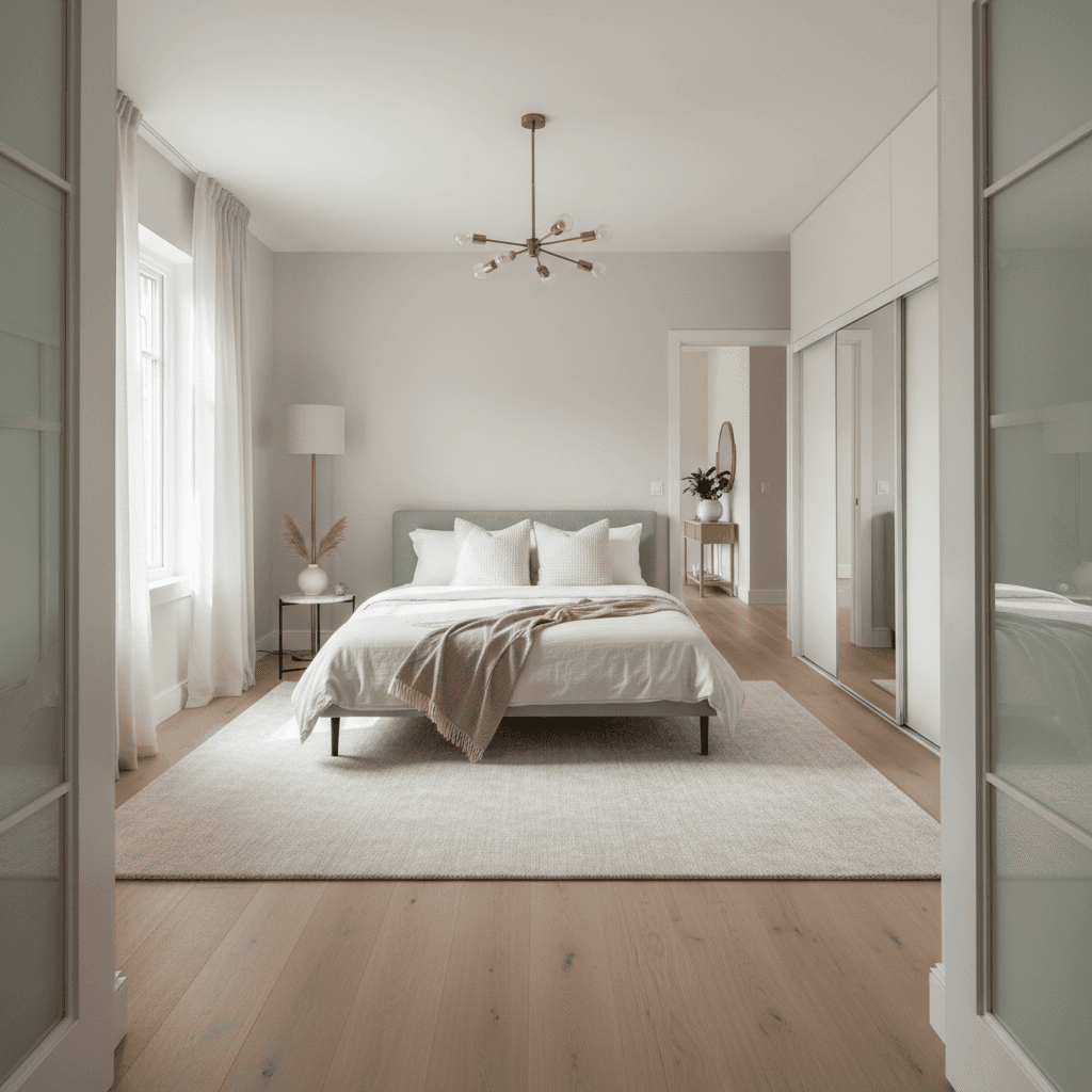 Finished bedroom in completed home flip property