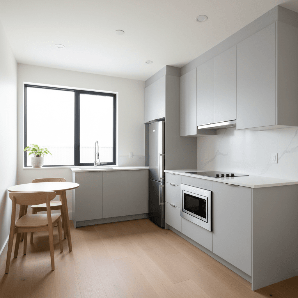 Finished I-ADU kitchen with full appliances and finishes