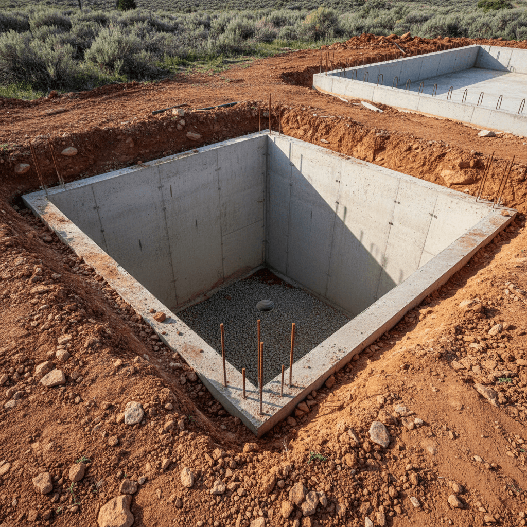 I-ADU egress well and foundation construction detail