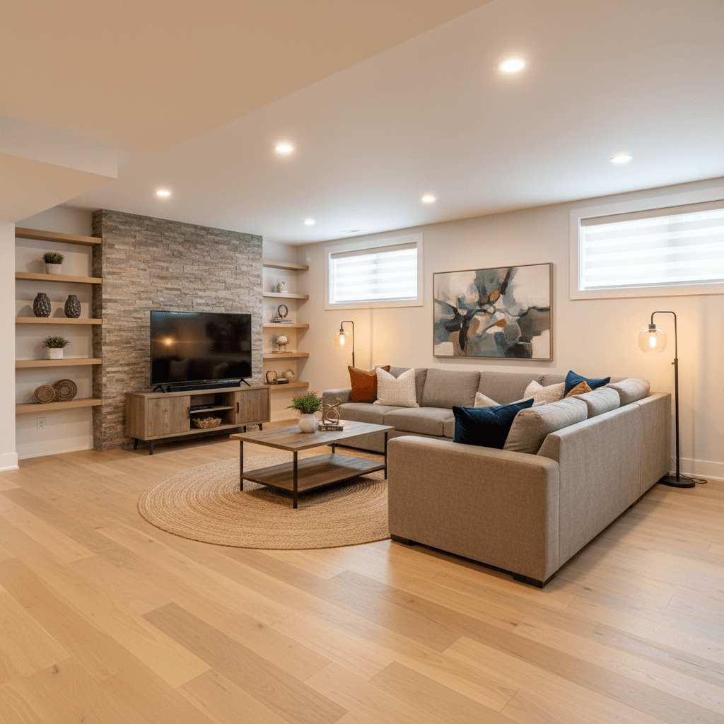 Finished basement renovation showcasing Westlake's quality transformation work