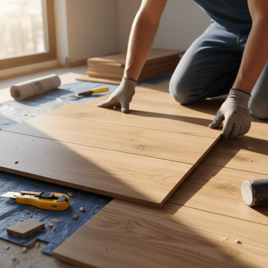 Flooring installation detail during renovation project