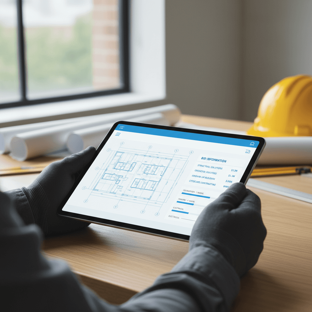Professional contractor managing project details