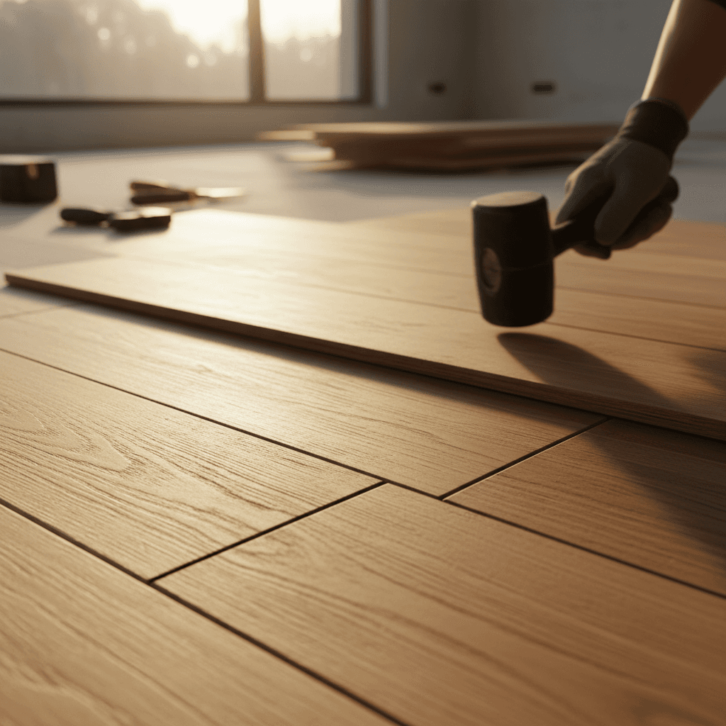 Detailed flooring installation showing craftsmanship