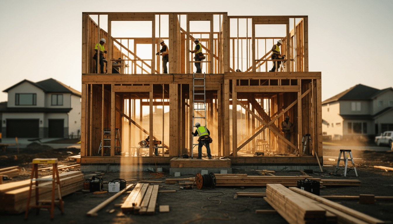 Contractor reviewing project plans at a Sandy construction site