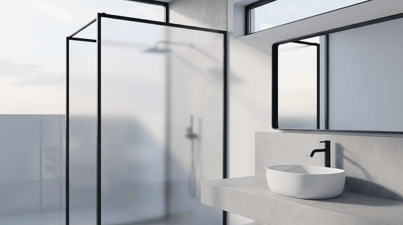 Completed luxury bathroom remodel with modern fixtures and contemporary design