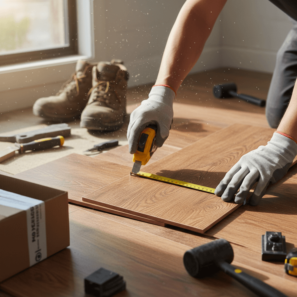 Professional flooring installation showing quality material and craftsmanship